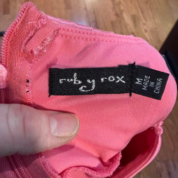 Vintage Y2K 90s Ruby Rox Strapless Bubble Dress M Made USA Hot Pink Satin Party - Picture 5 of 9